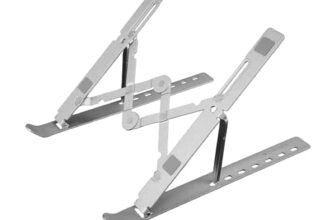 Zebronics NS2000 Plus Laptop Stand, Supports Up to 17-Inch Laptops, 5kg Load Capacity, 7-Level Adjustable Height, Ergonomic Foldable Design, Anti-Slip Silicone Pads (Silver)