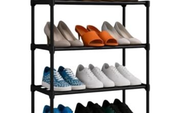 NYALKARAN Shoe Rack with Shelf | Foldable Plastic Shoe Rack with Shelves for Bedroom, Entryway & Living Room | Multipurpose Footwear Stand for Home (4 Shelf)
