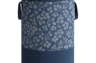 Laxis Laundry Basket, Freestanding Laundry Hamper, Collapsible Tall Clothes Hamper with Easy Carry Handles for Clothes, Laundry Basket for Decorative Nursery Blanket,Toys,Baby Room, | Blue Color |