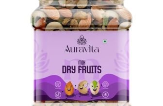 Auravita Healthy Nutmix 500g Pack Of 1 | Premium Mix Dry Fruit Dried Almonds, Black Raisins, Cashewnuts, Cranberries, Green Raisins, Walnut Kernels & Many More