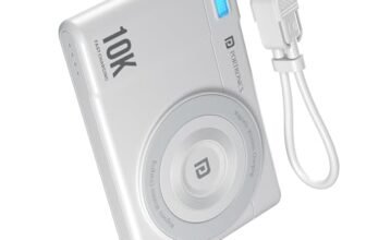 Portronics PowerShutter Air 10K 10000mAh 15W Wireless Magnetic Fast Charging Powerbank, In Built Type Cable,22.5W Type C PD Output,Light Weight,Compatible with iPhone 12 Above,Other Qi Enabled Devices