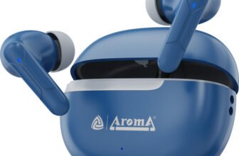 Aroma TWS6 V5.4 Upto 60Hr Playtime*, ENC, Dual Paring, Fast Charging, Heavy Bass Bluetooth(Graphite Blue & Grey, True Wireless)