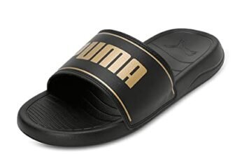 Puma unisex-adult Slide Max Black-Metallic Gold Slide Sandal – 7 UK (39453706)