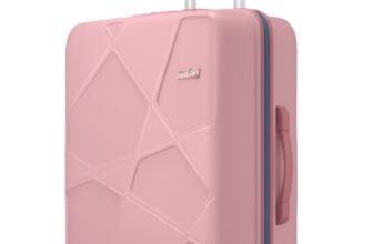 Safari Pentagon Pro 8 Wheels 65cm Medium Size Trolley Bag, Hard Case Polypropylene, 360º Wheeling Small Check in Luggage, Suitcase for Travel, Trolley Bags for Travel, Rose Gold