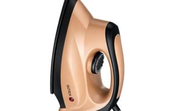Intex Glidex Edge Dry Iron 1000W | Non-Stick German Coating Soleplate | Adjustable Temperature Control | 360° Swivel Cord | Lightweight Shock Proof Dry Iron for Clothes | 2 Year Warranty (Brown)