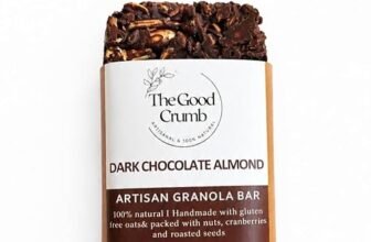 The Good Crumb Dark Chocolate Protein Granola Bars | Box of 6 bars I Made with Real Dark Chocolate, Oats, Almonds, Seeds, Nuts & Cranberries I No Refined Sugar | Gluten-free I Each bar weighs approx 40g I handcrafted in small batches