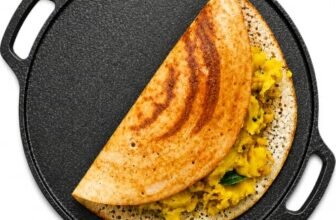 DOCAT Cast Iron Dosa Tawa 30 cm | Pre-Seasoned Iron Tawa for Dosa, Roti, Chapati & Paratha | 8 mm Heavy Duty, Gas, Induction, Electric & OTG Friendly | 100% Pure & Toxin-Free, No Chemical Coating