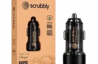 Scrubbly Car Power View Plus 55W Transparent Car Charger, Dual Port Fast Car Charger with 33W Type-C PD & 22.5W USB-A, Charge 2 Devices Simultaneously, for Smartphones, iPhones, Tablets, Earbuds