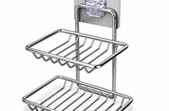 2 Tier Soap Holder for Bathroom Wall | Self Adhesive Soap Stand Rack | Stainless Steel Rust Proof Soap Dish Holder | Wall Mounted Bathroom Shelf Kitchen Organizer (No Drill)