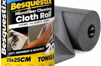 Besquestix Microfiber Cleaning Cloth Roll, 20Pcs, 4000 Times Washable – 10X Cheaper Than Paper Kitchen Towel Roll – Ultra Absorbent Lint Free Microfiber Cleaning Cloth for Kitchen – Tearable