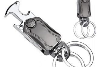 WOLTAX 5-in-1 Multi-Functional Keychain for Men & Women – 360° Rotating Carabiner with Bottle Opener, Phone Holder & Spinner – Durable Zinc Alloy Clip Keyring for Bike, Car & Backpack (MULTI COLOURD)