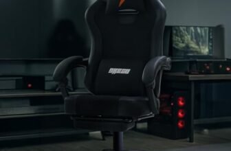 DROGO Aura Ergonomic Gaming Chair with Premium PU Leather Fabric, Linkage Armrest, Adjustable Neck & Lumbar Pillow | Computer Chair for Study | Office Chairs for Work from Home with Recline (Black)