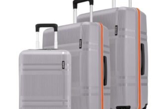 HRX Helium 3-Piece Luggage Set Canes Grey Polypropylene Hard Shell Suitcase Set – Premium Travel Trolley Bags with 8 Spinner Wheels, Number Lock & Water Resistant Body