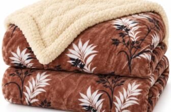 BSB HOME Premium Flannel Fleece Blanket with Sherpa Reverse, 280 GSM Soft Plush Reversible Floral Blanket, Warm Cozy Winter Blanket for Bed, Sofa & Couch, 90 x 100 Inches (228 x 254 cm) – Rust Brown