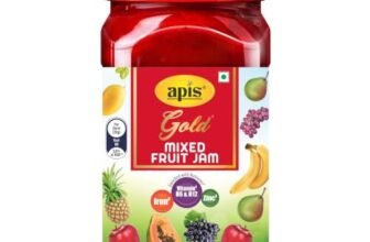 ApisGold Mixed Fruit Jam 1kg Jar | Made with Real Fruit Ingredients | Enriched with Iron, Zinc and Vitamin B6, B12 | Delicious Breakfast Spread for Bread, Toast & Sandwiches | Vegetarian