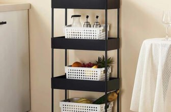GIRIRAJ 4 Compartments Plastic Kitchen Trolley(Black)