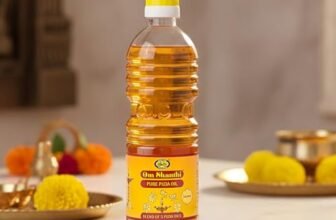 Om Shanthi POOJA MADE PURE Cycle Pure Om Shanthi Puja Oil, Blend of 5 Puja Oils with Jasmine Fragrance for Daily Puja, Festivals – Pack of 1/500ML Per Pack