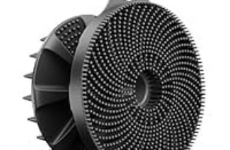 Silicone Body Scrubber Brush for Men & Women, Scalp Massager for Hair Shampoo, Round Exfoliating Bath Brush for Body Cleansing, Head Massage and Shower Use (Black, Pack of 1)