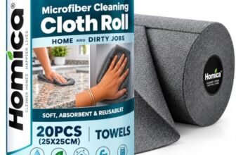 Homica Microfiber Cleaning Cloth Roll 20 Pcs, Reusable & 4000 Times Washable – 10X Cheaper Than Paper, Ultra Absorbent Lint Free, Tearable Dusting Wipes for Kitchen, Glass, Car & Home Cleaning,