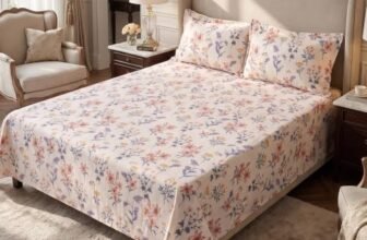 Home Elegance by Mytrident | Cotton Touch Bed Sheet for Double Bed King Size with Two Pillow Covers | Super Soft | Floral, King Size Bedsheet 274cm x 250cm | myTrident – Inlet Yellow