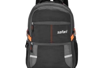 Safari Omega spacious/large laptop backpack with Raincover, college bag, travel bag for men and women, Black, 30 Litre