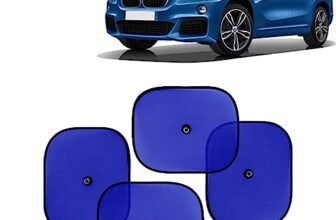 KINGSWAY Car Window Curtain Sticky Sun Shades Compatible with BMW X1, (Year 2015 Onwards), Universal Fit Sunshades for Side Window, Rear Window, Blue Color, 4 Pieces