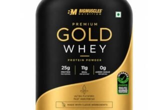 Bigmuscles Nutrition Premium Gold Whey [1Kg] | Informed Choice UK Certified | Isolate Whey Protein Blend | 25g Protein | 11g EAA | ProHydrolase Enzyme Technology [Rich Chocolate]