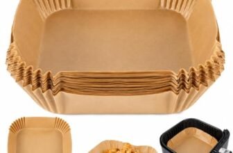 Air Fryer Paper Liners 100 PCS | Disposable Non-Stick Parchment Paper | Oil-Proof, Waterproof & Heat Resistant | Food Grade Baking Paper for Air Fryer,Oven, Microwave Steamer (Square 8 Inch)