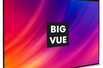 BIG VUE Manual Pull Down Projector Screen, High Gain White Fabric Insta Lock – Auto Lock Projection Screen for Classroom, Home Theatre or Office (84 Inch, 4:3 Aspect Ratio)