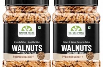 Nature Prime Walnuts 800g (400X2), Premium Quality Walnut Kernels, Ready to Eat Dry Fruits, Crunchy Nut Snack, Resealable Storage Jar PACK OF 2