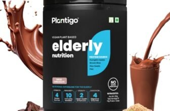 Plantigo Superior 51+ Plant Protein Powder for Seniors | Elders, Old Men & Women | No Sugar, Low Calories | Pea Protein, Oats | Heart Health & Muscle Recovery, Protein (Swiss Chocolate – 500g)