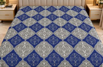 DREAM LIVING Microfiber Double Flat 110 TC Printed 1 Bedsheet(Blue,Grey)