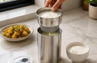 Clazkit Stainless Steel Hung Curd Maker 1000 ml | Multipurpose Curd Strainer & Yogurt Drainer with Fine Mesh Filter for Greek Yogurt, Paneer and Cheese Making