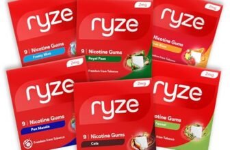 RYZE Nicotine Gum Variety/Trial Pack, 54 Count – (6 Flavors*9 Gums each) | Sugar-Free | FDA Approved | Smoking Cessation Support | Gentle on Throat