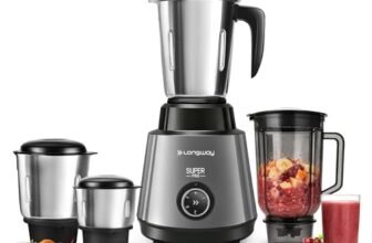 Longway Super Pro Juicer Mixer Grinder | Up to 750W Max Output Powerful Motor | 4 Jars for Grinding, Mixing, Juicing | 2 Years Warranty (Silver & Black)