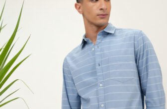 AIDAN PAUL Men Washed Casual Blue Shirt