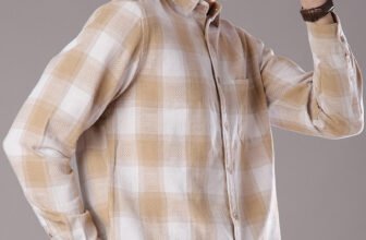 V-MART Men Checkered Casual Beige Shirt