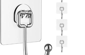 Pack Of 10 Pcs Large Adhesive Hooks 22Ib(Max), Waterproof and Rustproof Wall Hooks for Hanging Heavy Duty, Stainless Steel Towel and Coats Hooks to use Inside Kitchen, Bathroom, Home and Office JTH-13