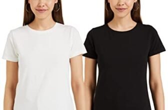 Amazon Brand – Symbol Women’s Solid Regular Fit Half Sleeve T-Shirt (RN-PO2-COMBO2-Black & White-XL) (Combo Pack of 2)