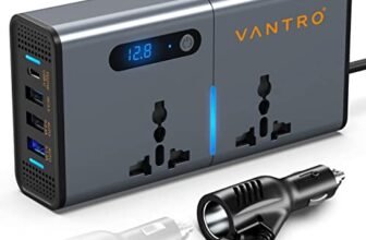 Vantro 200W Car Power Inverter/Laptop Charger with 3 USB (6.2A Max) & 1 C Type(1 * 27WPD) Smart USB Ports, 2 AC Universal Outlets and 12V DC to 220V AC with QC3.0 Model P2