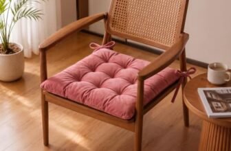 BSB HOME Chair Pad Cushion with Tie Straps, Thick Tufted Seat Cushion for Dining, Office & Wooden Chairs, Soft Comfortable Chair Seat Pad with Durable Stitching,16 x 16 Inches(41 x 41 cm) – Dusty Pink