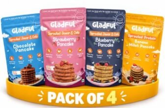 Gladful Pancake Mix | Buy 3 packs, get 1 FREE | Flavours Strawberry, Blueberry, Banana, Chocolate | High-Protein | Plant-Based Breakfast | No Maida | No Refined Sugar | Made with Sprouted Millets | 600 gm (150g x 4) | Pack of 4