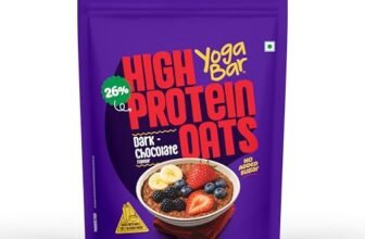 Yogabar 26g High Protein Oats 250 g, Pack of 1, Dark Chocolate – Breakfast Cereal with Wholegrains, 26% Protein & No added sugar
