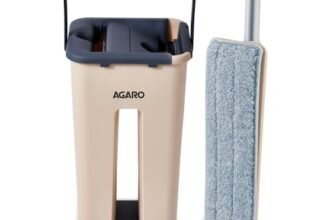AGARO Flat Mop and Bucket Set | 360° Rotating Microfiber Flat Mop for Floor Cleaning | Hands-Free Squeeze & Wash Mop System with Bucket for Home Cleaning