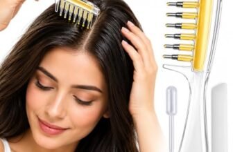Scalp Oil Applicator Comb 4ML, Refillable Hair Oil Dispenser Comb with Scalp Massager, Precision Root Applicator for Hair Growth Oil, Hair Serum & Minoxidil Solution, Portable Scalp Treatment Tool for Men & Women