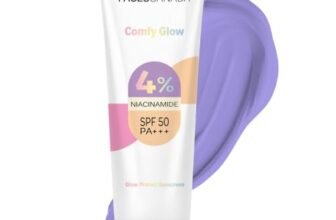 FACES CANADA Comfy Glow Sunscreen – 50ml | SPF50 PA+++ | UVA & UVB Protection | Feather Light Texture | Lightweight & Non Greasy | Brightens Skin | Hydrates Skin | Prevents Sunburns, Tanning & Premature Aging