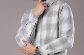 V-MART Men Checkered Casual Grey Shirt