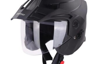 Steelbird SBH-23 Hunter ISI Certified Open Face Helmet Motorbike Helmet(Dashing Black with Clear Visor)