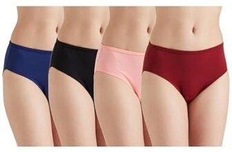 Amazon Brand – Symbol Women’s Cotton Solid Hipster Briefs (Pack of 4) (SYMPNTY01_Black-Rasberry-Grey Melange-Purple_Medium)
