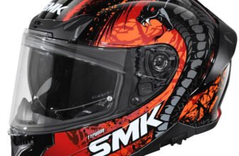 SMK Typhoon Motorbike Helmet(Black, Orange)